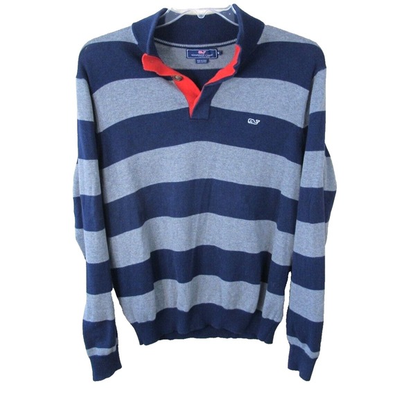 Vineyard Vines Other - Vineyard Vines 3-Button Pullover Henley Striped Sweater Men's Medium Cotton‎